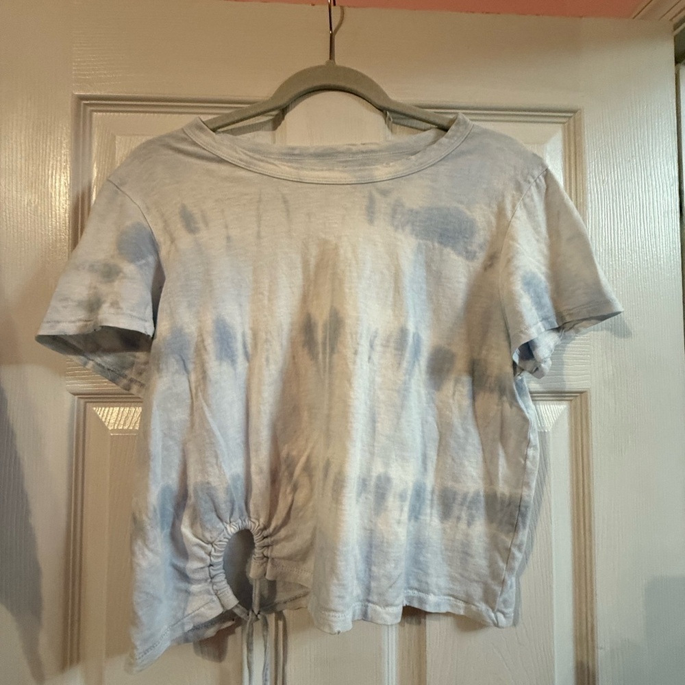 Aerie White and Blue Tye Dye T-Shirt